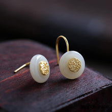 Load image into Gallery viewer, Designer Creative Craftsmanship Inlaid Fine Jade Earrings High-end Women&#39;s Silver Jewelry
