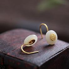 Load image into Gallery viewer, Designer Creative Craftsmanship Inlaid Fine Jade Earrings High-end Women&#39;s Silver Jewelry
