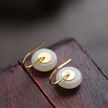 Load image into Gallery viewer, Designer Creative Craftsmanship Inlaid Fine Jade Earrings High-end Women&#39;s Silver Jewelry
