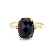 Load image into Gallery viewer, Designer Faceted Craftsmanship Silver Inlaid Black Agate Opening Adjustable Ring Elegant Charm Creative Retro Jewelry
