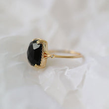 Load image into Gallery viewer, Designer Faceted Craftsmanship Silver Inlaid Black Agate Opening Adjustable Ring Elegant Charm Creative Retro Jewelry
