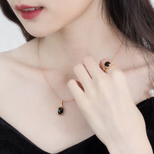 Load image into Gallery viewer, Designer Original Japanese Black Agate Pendant Necklace Retro Luxury Charm Female Silver Jewelry
