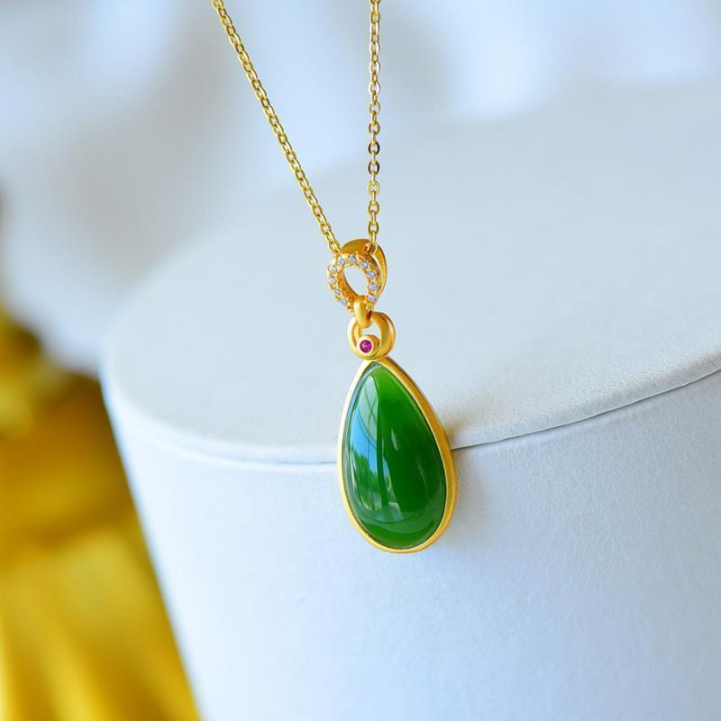 Lokaloca Original Jade Jasper Drop-shaped Pendant Necklace