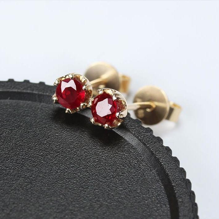 Designer Original Craftsmanship Unique Inlaid Lab Ruby Face Earrings Light Luxury Charm Women's Brand Silver Jewelry