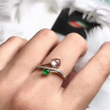 Load image into Gallery viewer, Designer Original Chalcedony Jade Round Opening Adjustable Ring Elegant Retro Silver Jewelry
