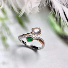 Load image into Gallery viewer, Designer Original Chalcedony Jade Round Opening Adjustable Ring Elegant Retro Silver Jewelry
