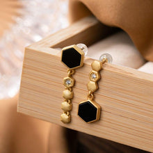 Load image into Gallery viewer, Designer Original Inlaid Black Agate Earrings Vintage Retro Luxury Charm Women&#39;s Jewelry
