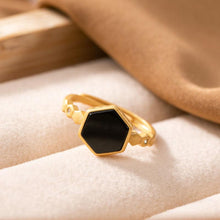 Load image into Gallery viewer, Designer Original Inlaid Black Agate Opening Resizable Ring Vintage Retro Luxury Charm Women&#39;s Jewelry
