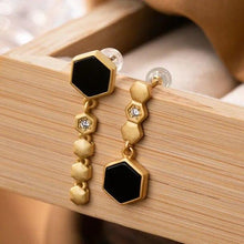 Load image into Gallery viewer, Designer Original Inlaid Black Agate Earrings Vintage Retro Luxury Charm Women&#39;s Jewelry
