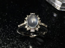 Load image into Gallery viewer, Designer Original Ice Jade Chalcedony Inlaid Round Opening Adjustable Ring Elegant Charm Retro Silver Jewelry
