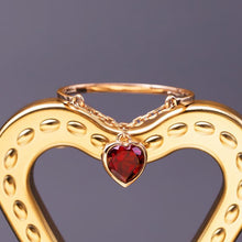 Load image into Gallery viewer, Designer Original Inlaid Heart-shaped Natural Garnet Opening Adjustable Chain Ring Retro Elegant Luxury Charm Jewelry
