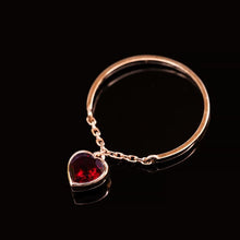 Load image into Gallery viewer, Designer Original Inlaid Heart-shaped Natural Garnet Opening Adjustable Chain Ring Retro Elegant Luxury Charm Jewelry
