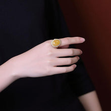 Load image into Gallery viewer, Lokaloca Original Natural Fine Yellow Jade Opening Adjustable Ring
