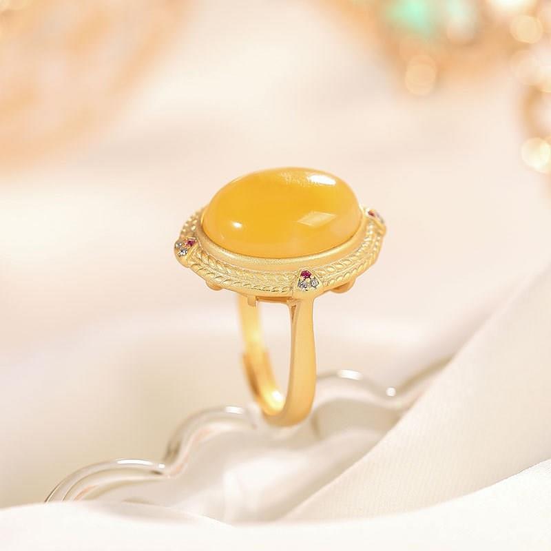 Lokaloca Original Natural Fine Yellow Jade Opening Adjustable Ring