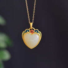 Load image into Gallery viewer, Designer Original Natural Fine Jade Heart Shaped Necklace Pendant Classical Vintage Style Ladies Jewelry
