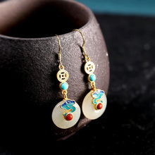 Load image into Gallery viewer, Designer Original Natural Fine White Jade Earrings Vintage Unique Craftsmanship Jewelry
