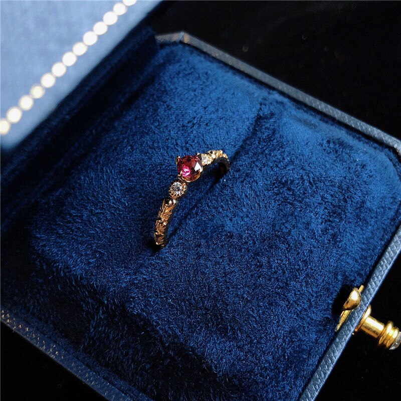 Designer Original Natural Garnet Opening Adjustable Ring Vintage Style Retro Elegant Luxury Charm Female Jewelry