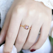 Load image into Gallery viewer, Designer Original Natural Amethyst Square Opening Adjustable Ring Vintage Retro Elegant Luxury Charm Jewelry
