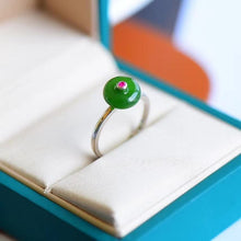 Load image into Gallery viewer, Designer Original New Fine Jade Opening Adjustable Ring Simple Fashion Ladies Silver Jewelry
