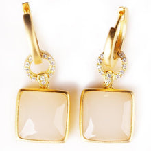 Load image into Gallery viewer, Lokaloca Original Fine White Jade Square Earrings
