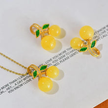 Load image into Gallery viewer, Designer Original Craftsmanship Inlaid Yellow Jade Cherry Necklace Pendant Elegant Ladies Jewelry
