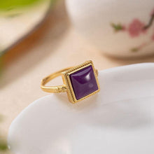 Load image into Gallery viewer, Designer Original Ancient Golden Craftsmanship Inlaid Natural Purple Mica Gemstone Earrings Epoxy Exquisite Jewelry
