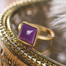 Load image into Gallery viewer, Designer Original Ancient Golden Craftsmanship Inlaid Natural Purple Mica Gemstone Ring Epoxy Exquisite Jewelry
