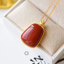 Load image into Gallery viewer, Designer Original Craftsmanship Inlaid Natural Southern Red Agate Pendant Necklace Elegant Jewelry
