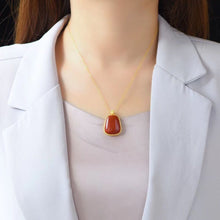 Load image into Gallery viewer, Designer Original Craftsmanship Inlaid Natural Southern Red Agate Pendant Necklace Elegant Jewelry
