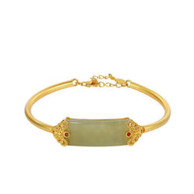 Load image into Gallery viewer, Designer Original Ancient Golden Craftsmanship Inlaid Natural Fine Jade Bracelet Elegant Charm Ladies Jewelry
