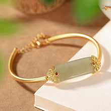 Load image into Gallery viewer, Designer Original Ancient Golden Craftsmanship Inlaid Natural Fine Jade Bracelet Elegant Charm Ladies Jewelry
