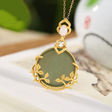 Load image into Gallery viewer, Designer Original New Ancient Golden Craftsmanship Inlaid Natural Fine Jade Necklace Pendant Ladies Jewelry
