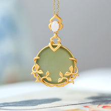 Load image into Gallery viewer, Designer Original New Ancient Golden Craftsmanship Inlaid Natural Fine Jade Necklace Pendant Ladies Jewelry
