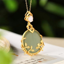 Load image into Gallery viewer, Designer Original New Ancient Golden Craftsmanship Inlaid Natural Fine Jade Necklace Pendant Ladies Jewelry
