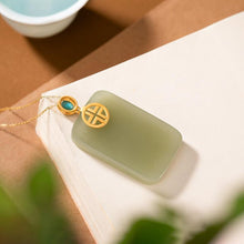 Load image into Gallery viewer, Lokaloca Original Rectangular Natural Fine Jade Pendant Necklace
