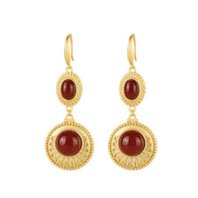 Load image into Gallery viewer, Designer Original Craftsmanship Inlaid Southern Red Agate Earrings Elegant Ladies Jewelry
