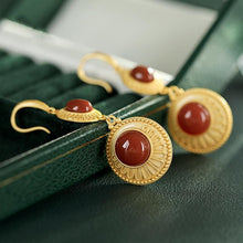 Load image into Gallery viewer, Designer Original Craftsmanship Inlaid Southern Red Agate Earrings Elegant Ladies Jewelry
