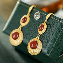 Load image into Gallery viewer, Designer Original Craftsmanship Inlaid Southern Red Agate Earrings Elegant Ladies Jewelry
