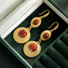 Load image into Gallery viewer, Designer Original Craftsmanship Inlaid Southern Red Agate Earrings Elegant Ladies Jewelry
