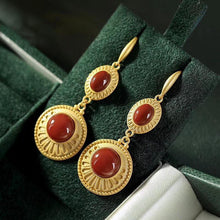 Load image into Gallery viewer, Designer Original Craftsmanship Inlaid Southern Red Agate Earrings Elegant Ladies Jewelry
