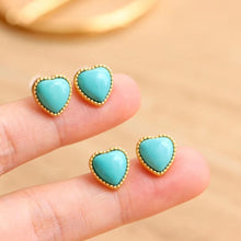 Load image into Gallery viewer, Designer Original Blue Turquoise Heart-shaped Earrings Delicate and Elegant Silver Jewelry for Girls
