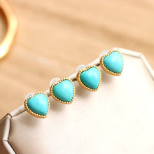 Load image into Gallery viewer, Designer Original Blue Turquoise Heart-shaped Earrings Delicate and Elegant Silver Jewelry for Girls
