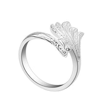 Load image into Gallery viewer, Designer Original Exquisite Peacock Feather Opening Adjustable Ring Elegant Luxury Charm Lady Silver Jewelry
