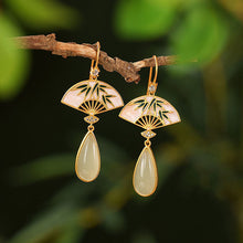 Load image into Gallery viewer, Designer Original Inlaid Natural Fine Jade Exquisite and Elegant Charm Ladies Earrings
