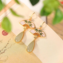 Load image into Gallery viewer, Designer Original Inlaid Natural Fine Jade Exquisite and Elegant Charm Ladies Earrings
