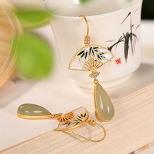 Load image into Gallery viewer, Designer Original Inlaid Natural Fine Jade Exquisite and Elegant Charm Ladies Earrings
