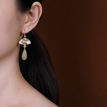 Load image into Gallery viewer, Designer Original Inlaid Natural Fine Jade Exquisite and Elegant Charm Ladies Earrings
