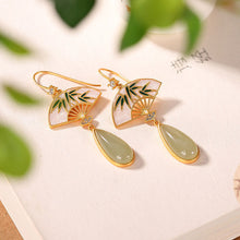 Load image into Gallery viewer, Designer Original Inlaid Natural Fine Jade Exquisite and Elegant Charm Ladies Earrings
