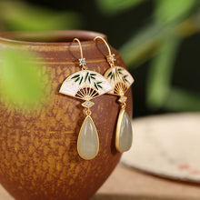 Load image into Gallery viewer, Designer Original Inlaid Natural Fine Jade Exquisite and Elegant Charm Ladies Earrings
