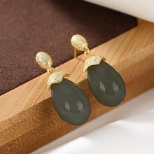 Load image into Gallery viewer, Designer Original Inlaid Drop-shaped Fine Jade Earrings Vintage Style Ladies Jewelry
